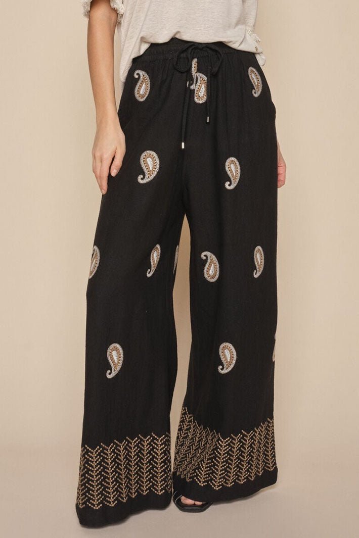 Mos Mosh MMLari Embroidery Pant Trousers Black 163890 - Dotique
