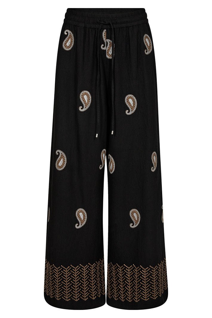 Mos Mosh MMLari Embroidery Pant Trousers Black 163890 - Dotique