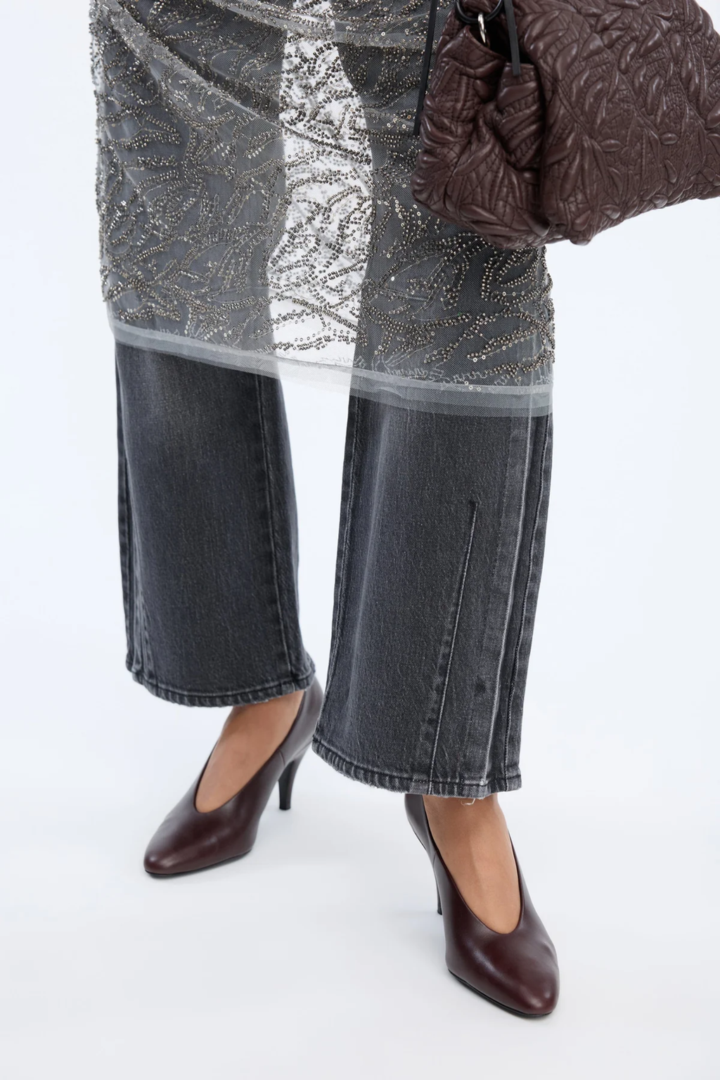 Shop the MUNTHE Varika Dress in Gun Metal at Dotique. A beautifully draped occasion dress in a contemporary metallic shade, perfect for weddings, parties and evening events.