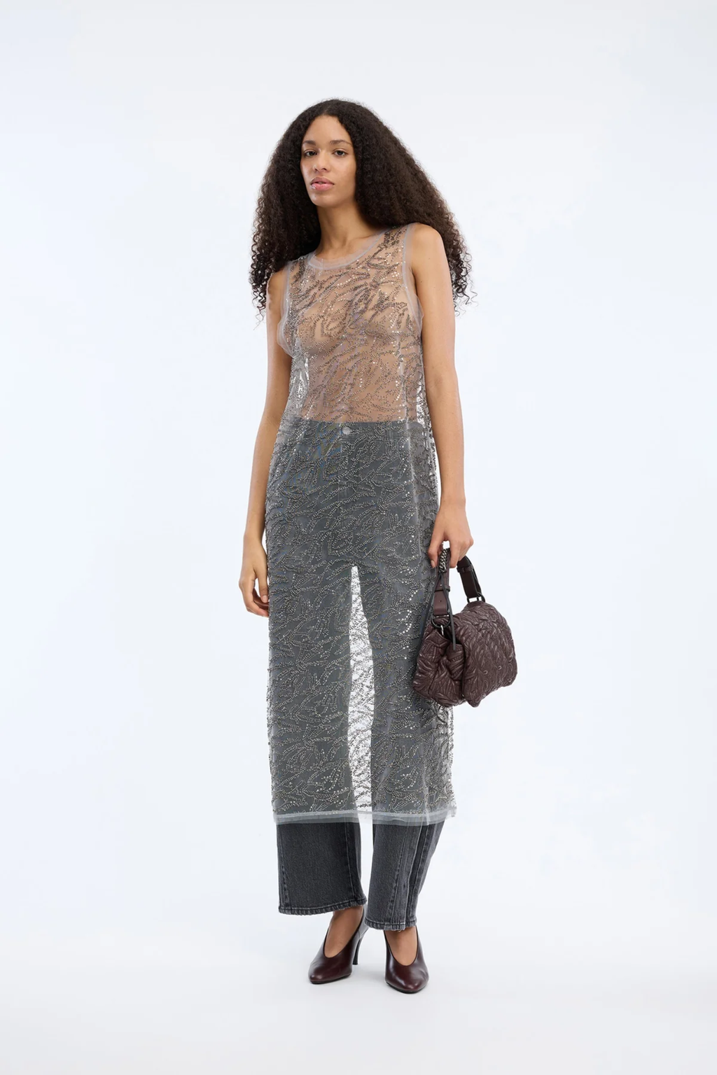 Shop the MUNTHE Varika Dress in Gun Metal at Dotique. A beautifully draped occasion dress in a contemporary metallic shade, perfect for weddings, parties and evening events.