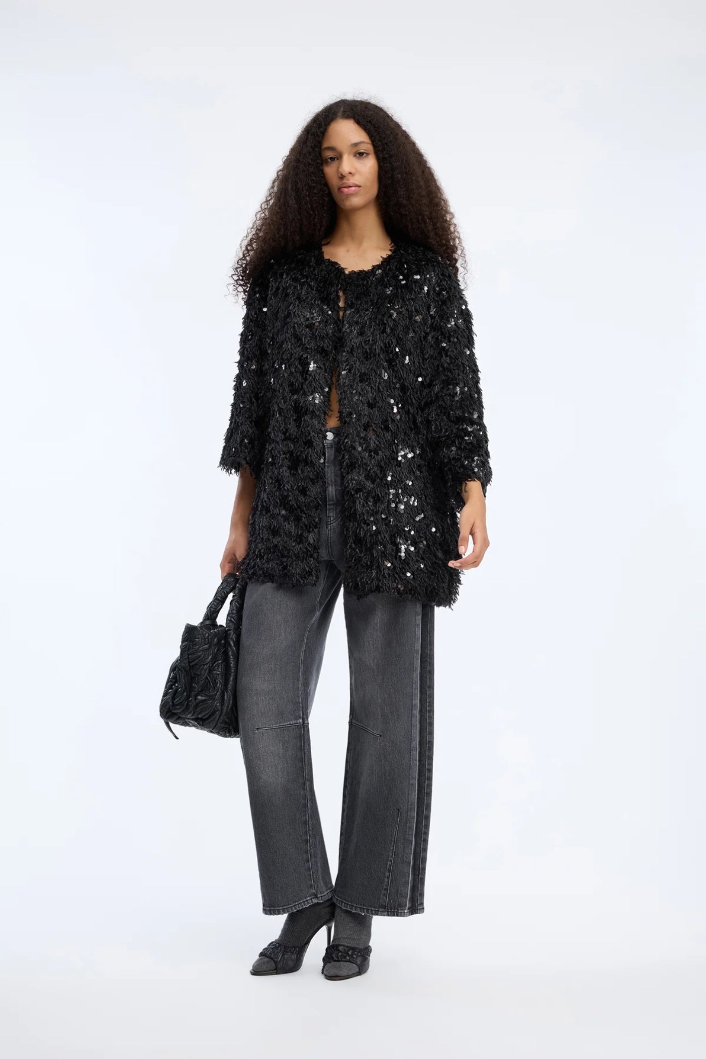 MUNTHE Vinc Textured Sequin Jacket – Black