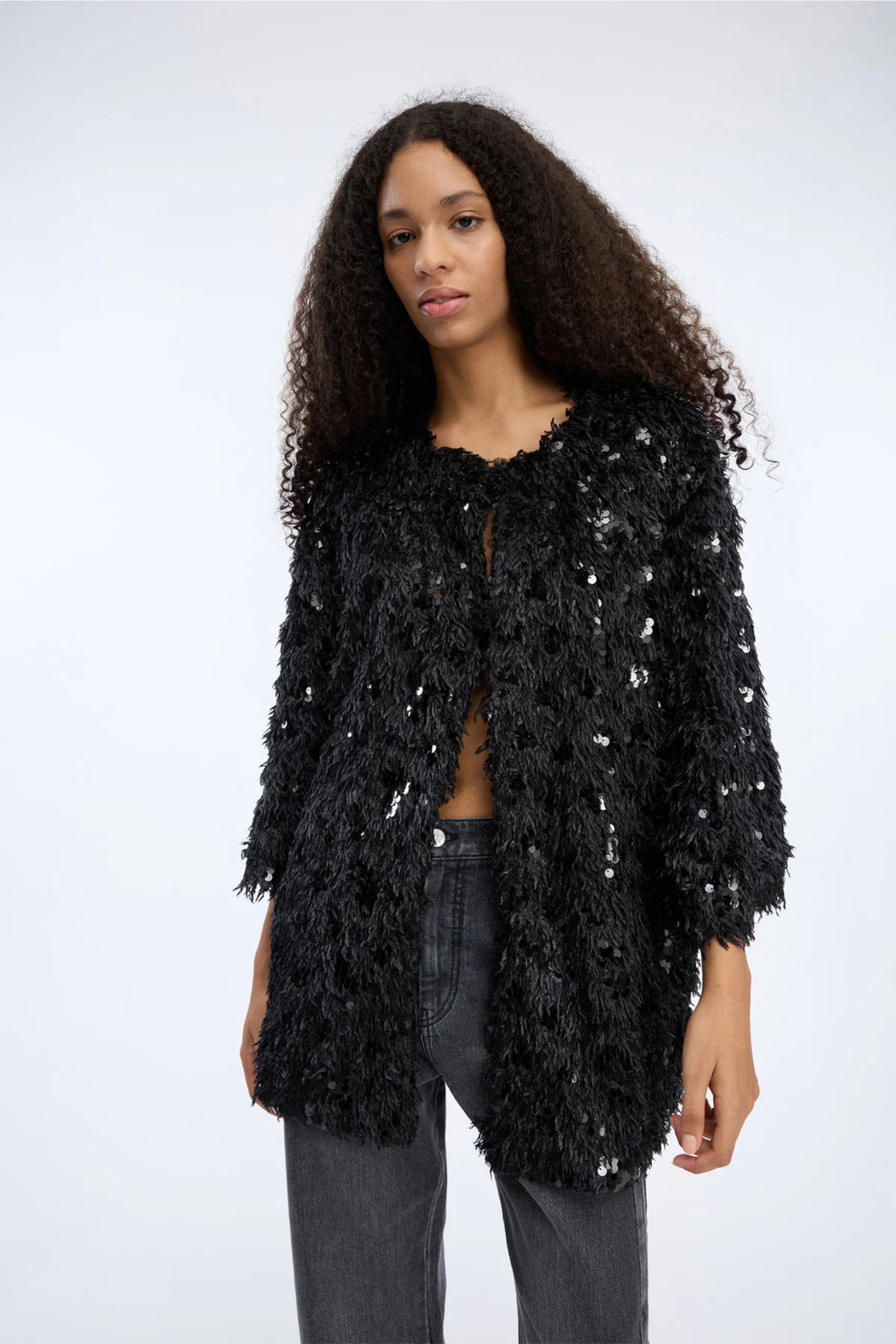 MUNTHE Vinc Textured Sequin Jacket – Black