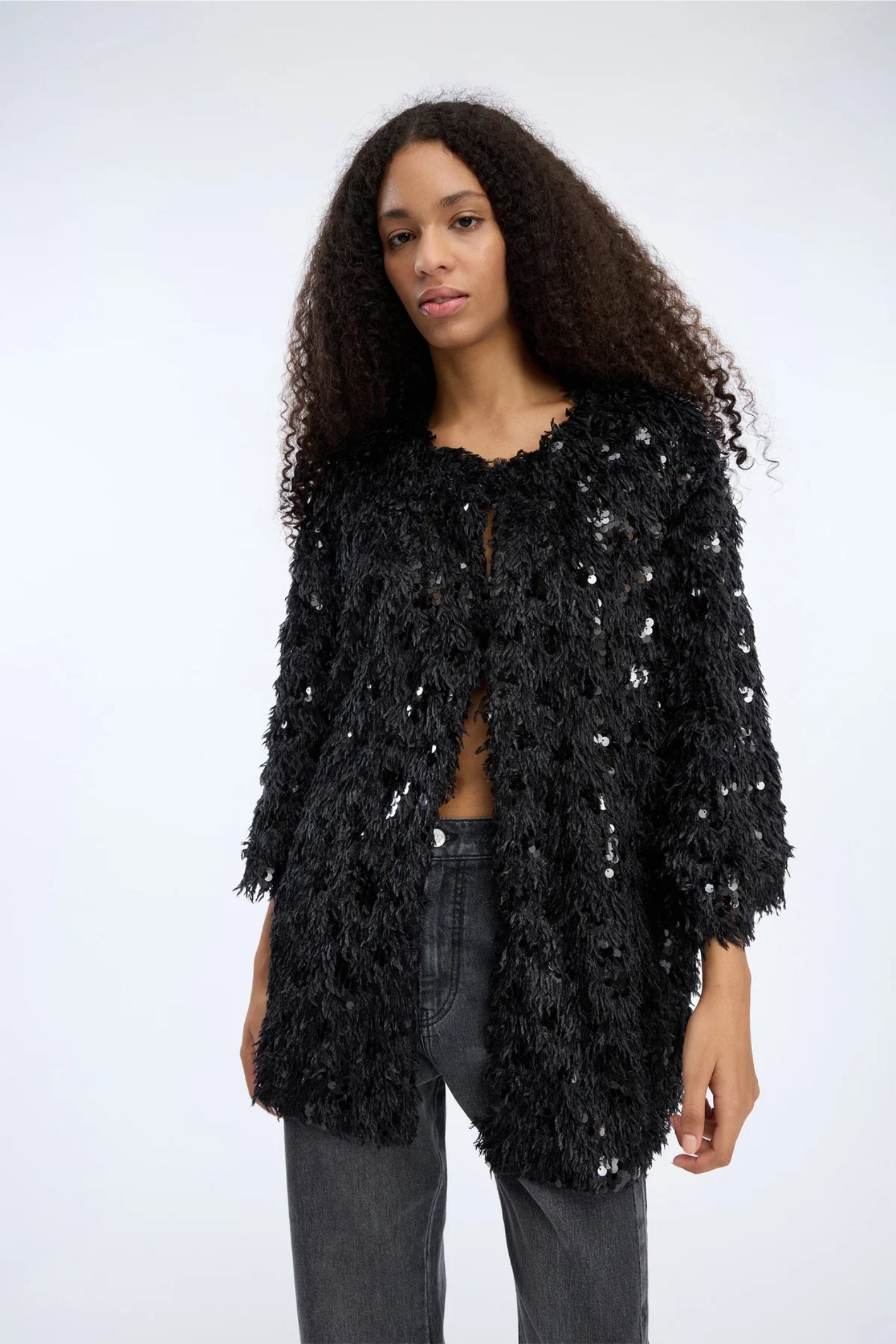MUNTHE Vinc Textured Sequin Jacket – Black