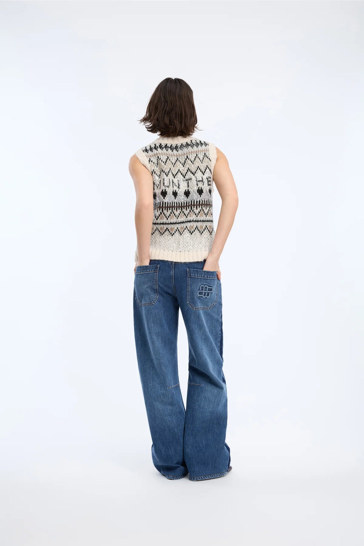 MUNTHE Vitalism Sequin Knitted Vest – Mix Creme