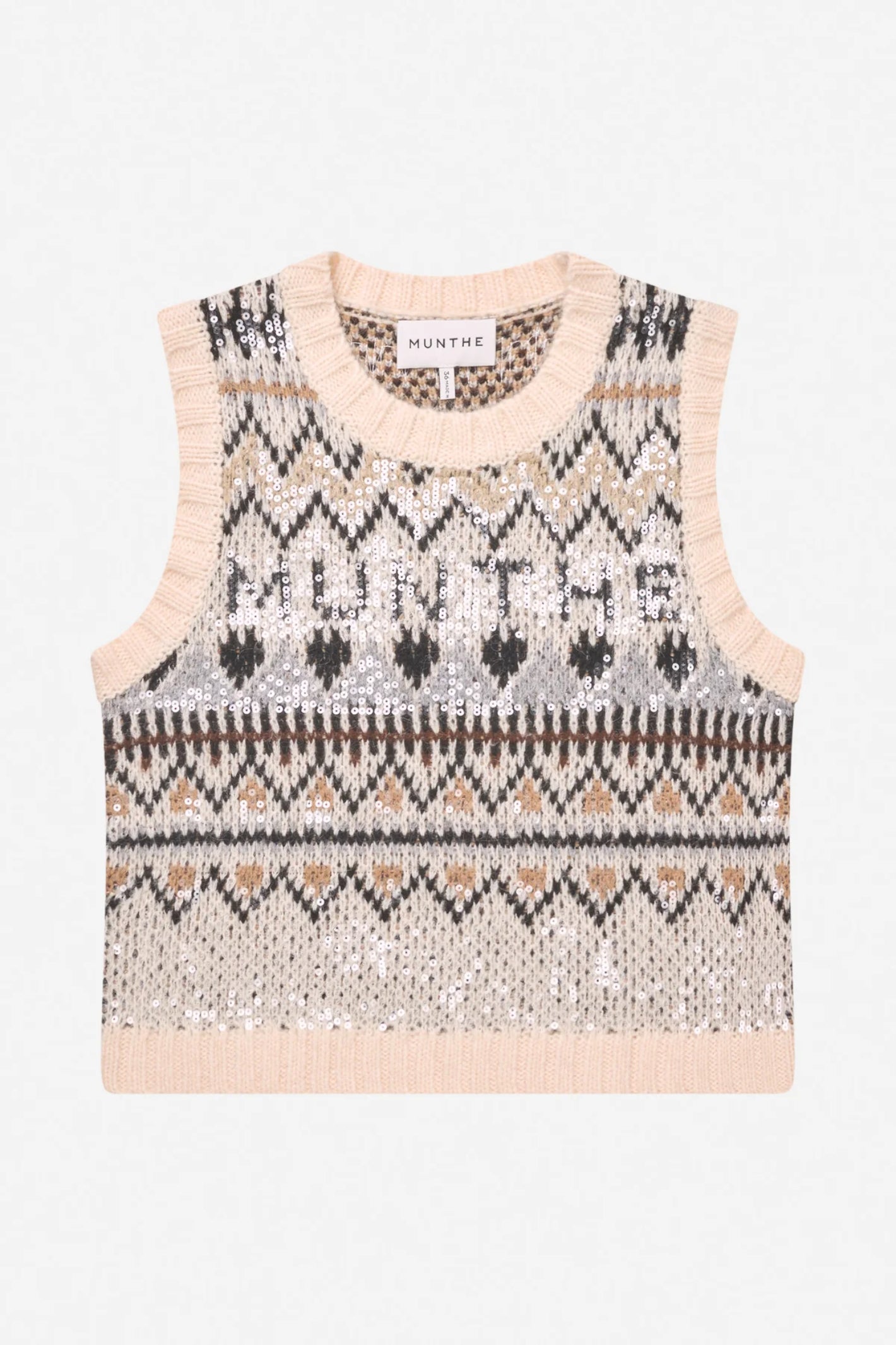 MUNTHE Vitalism Sequin Knitted Vest – Mix Creme