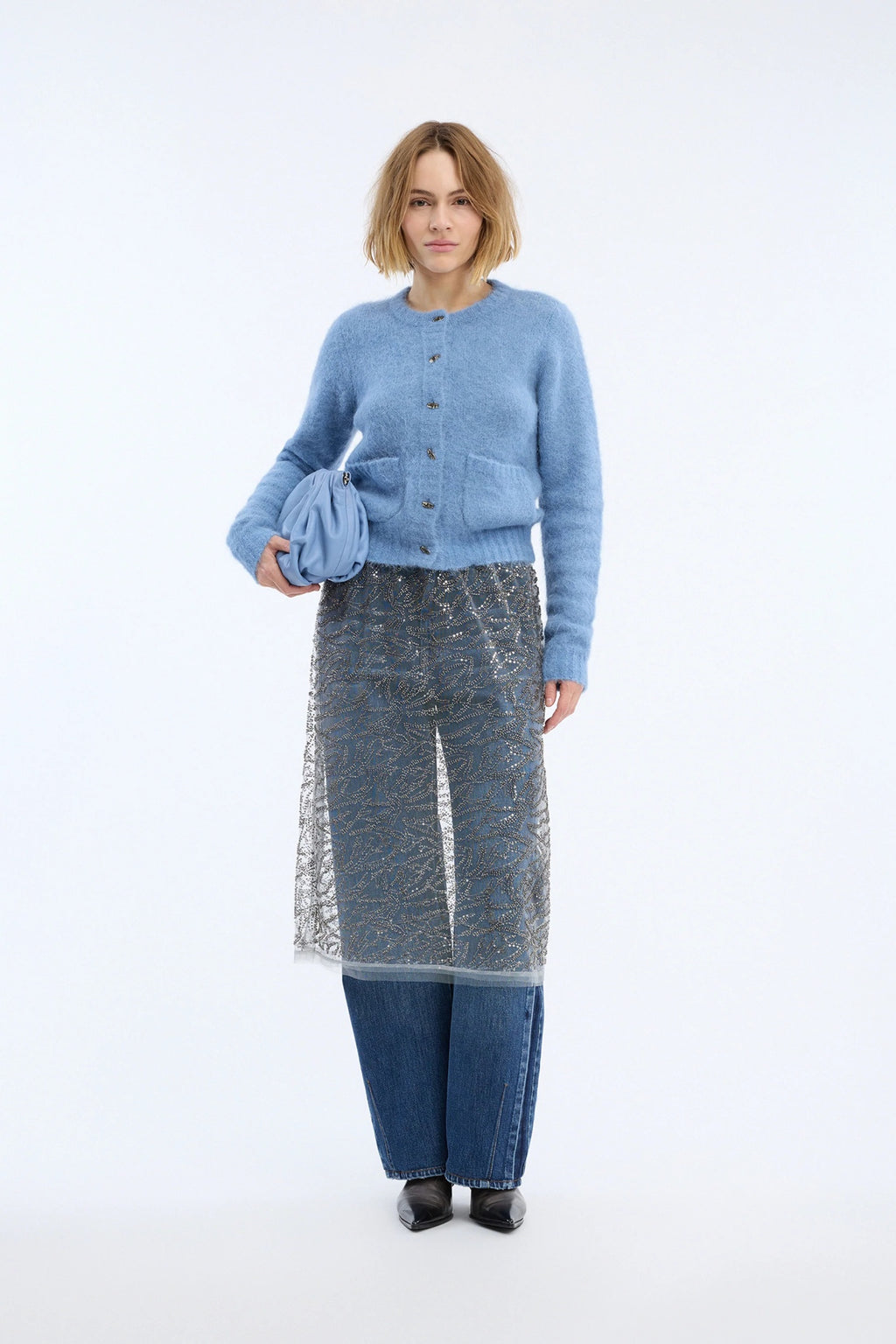 MUNTHE Vovilla Alpaca Cardigan – Blue