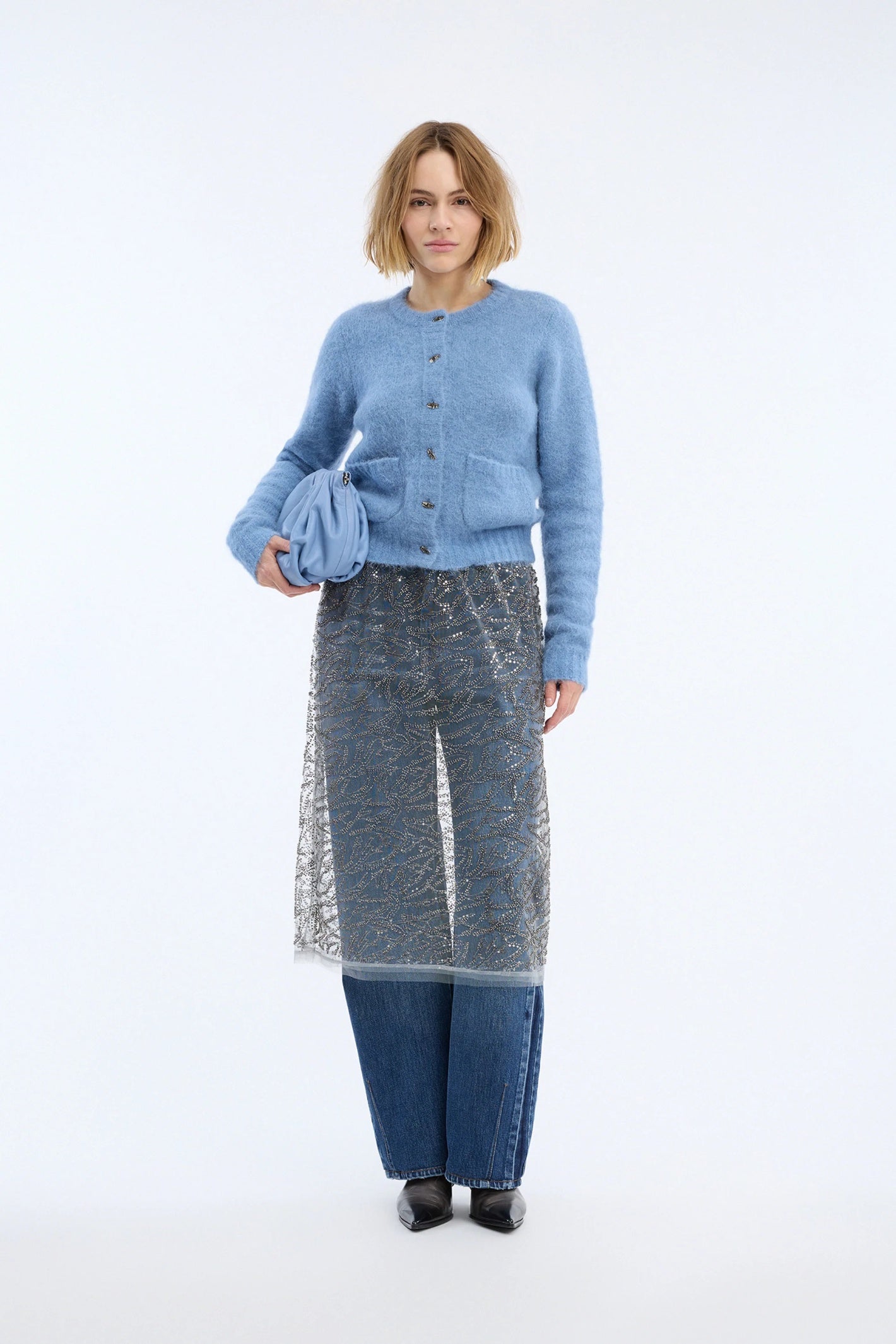 MUNTHE Vovilla Alpaca Cardigan – Blue