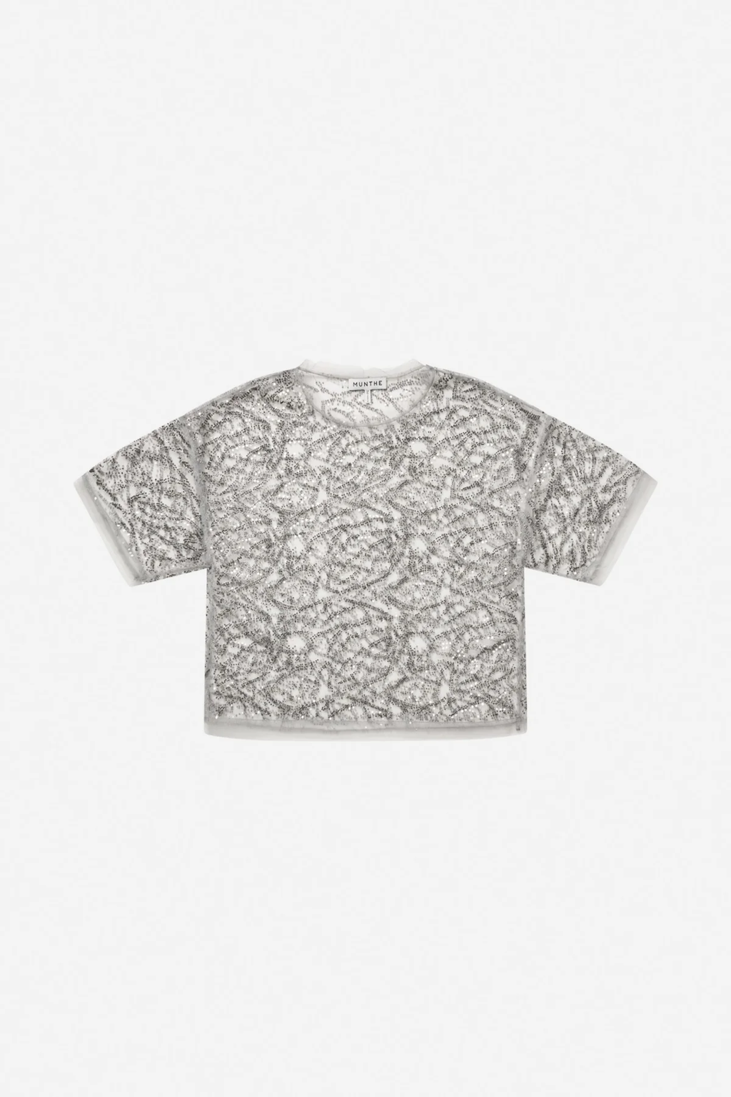Shop the MUNTHE Vun Top in Gun Metal at Dotique. A beautifully draped metallic top with a relaxed fit, perfect for parties, evenings out and special occasions.