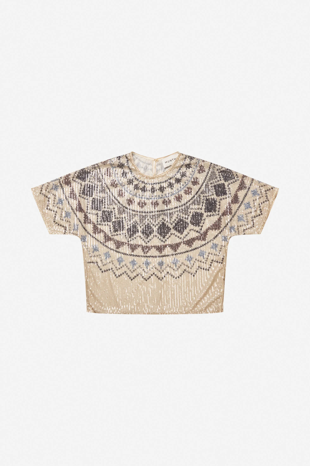 Shop the MUNTHE Vunny Top in Print Camel at Dotique. A beautifully draped printed top featuring MUNTHE's signature print, designed for effortless day-to-evening dressing.