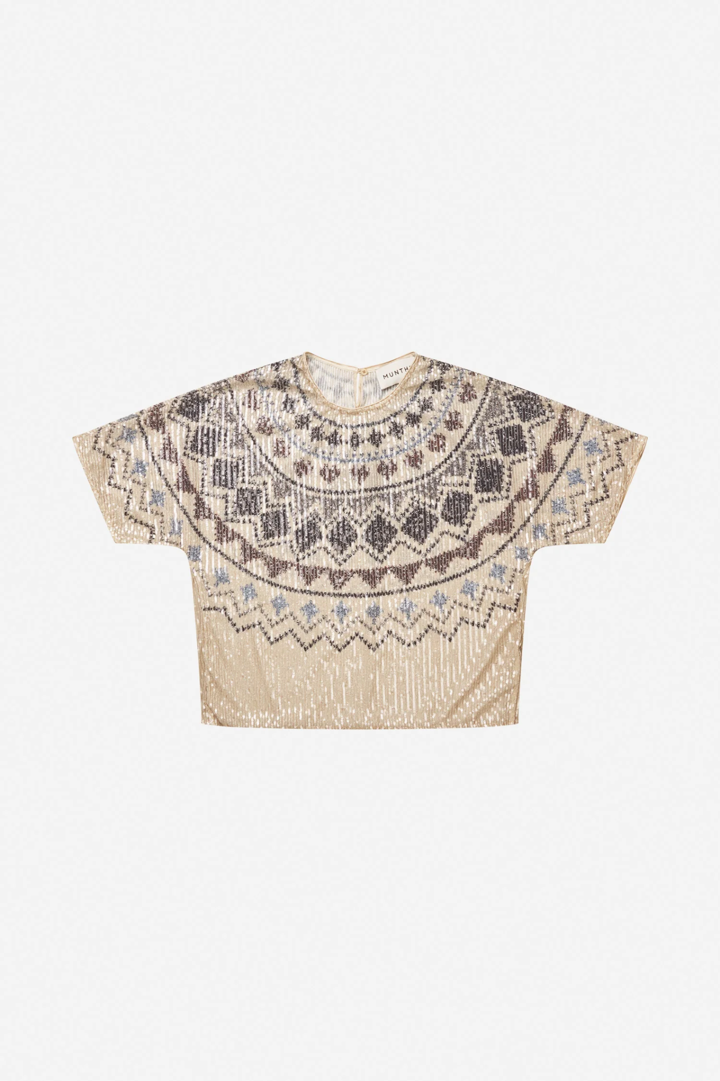 Shop the MUNTHE Vunny Top in Print Camel at Dotique. A beautifully draped printed top featuring MUNTHE's signature print, designed for effortless day-to-evening dressing.