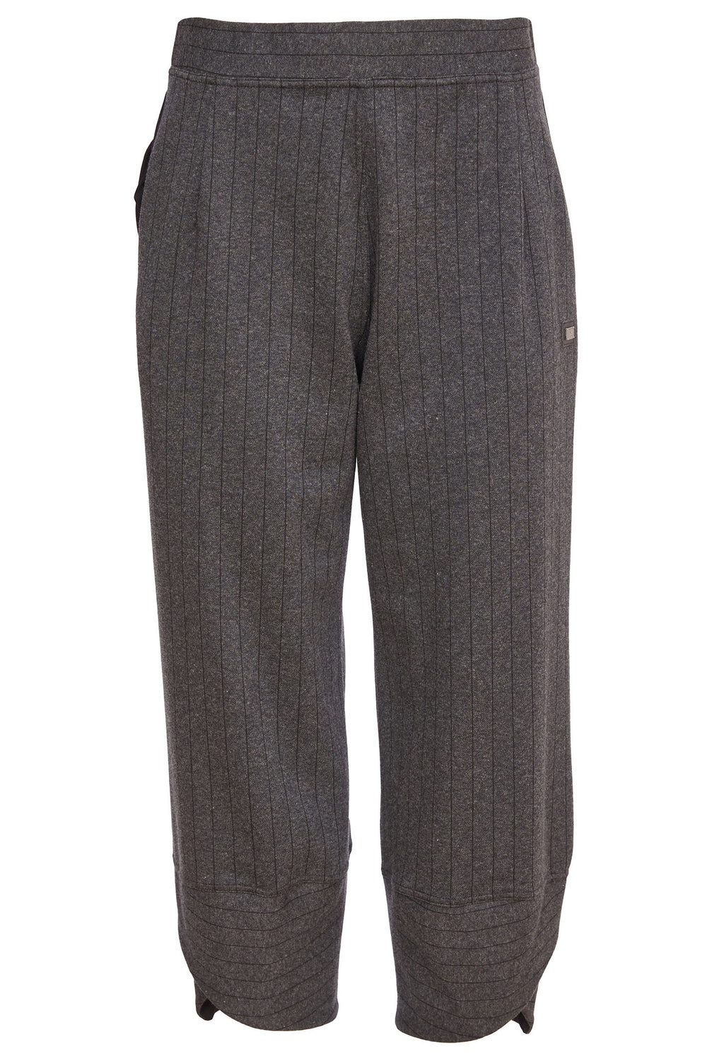 Naya 231 Black Grey Stripe Trouser Wrapover Hem - Dotique