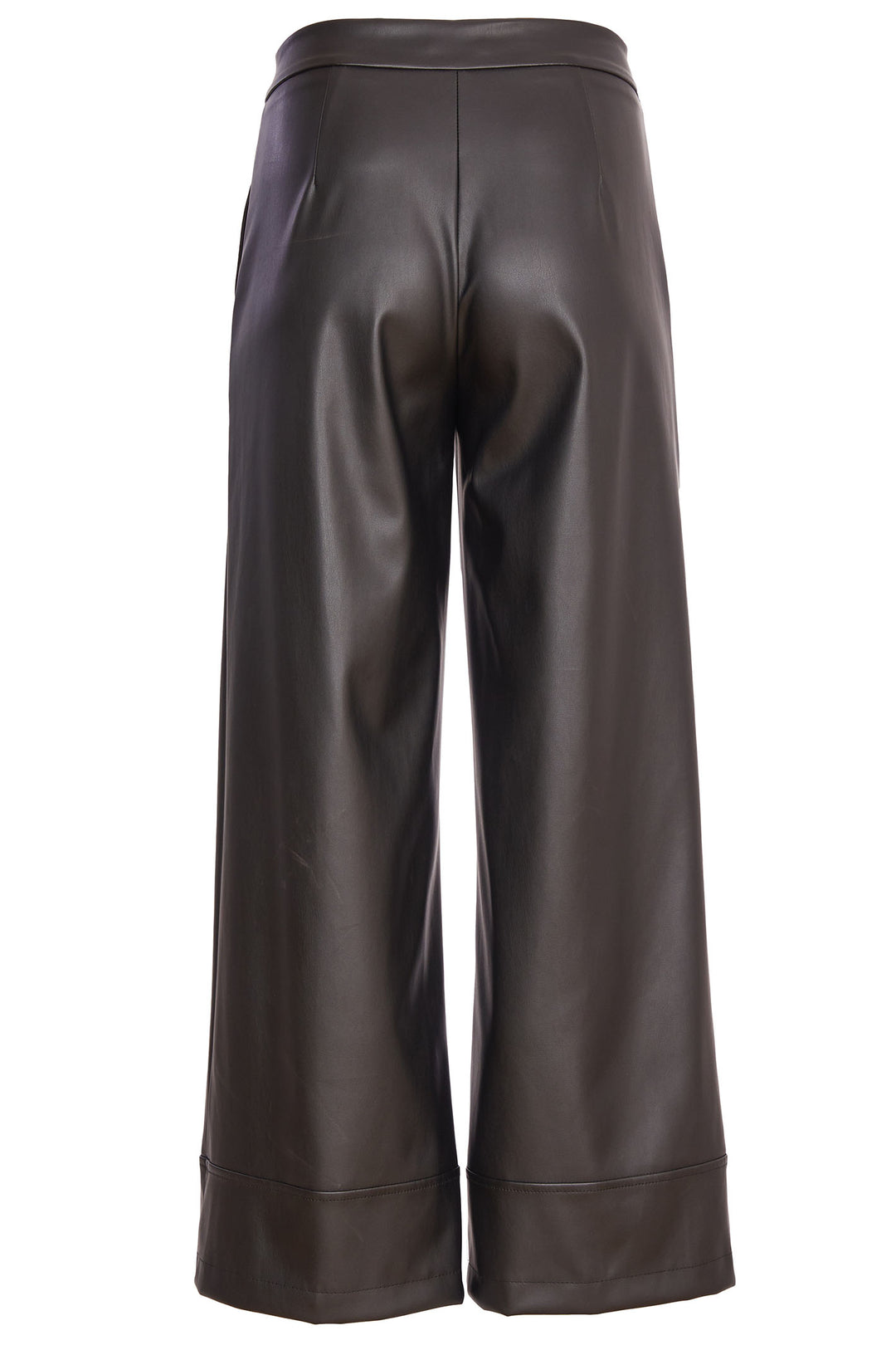 Naya 262 Black Wide Leg Zip Waist Leatherette Trouser - Dotique