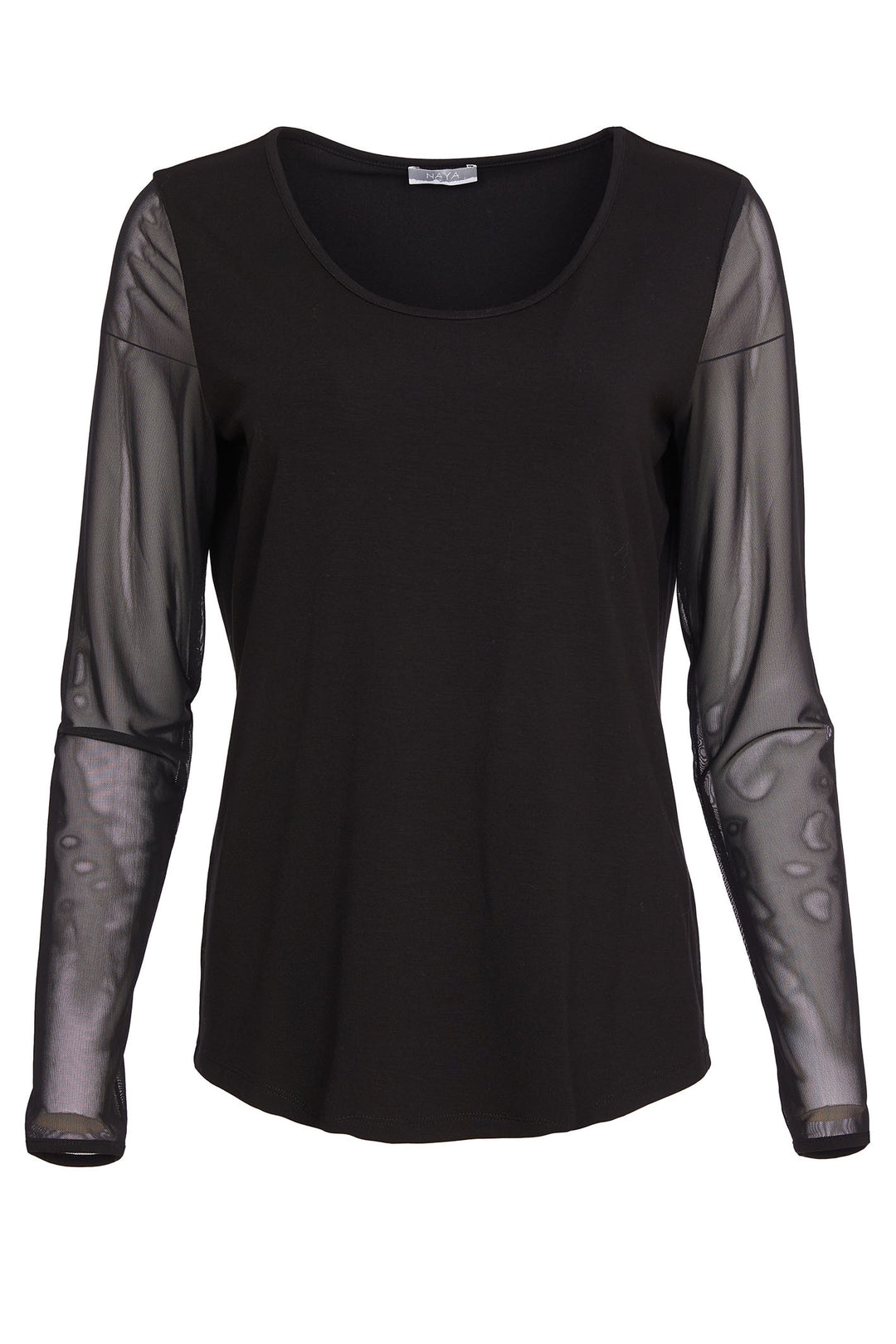 Naya 106 Black Mesh Sleeve Top - Dotique