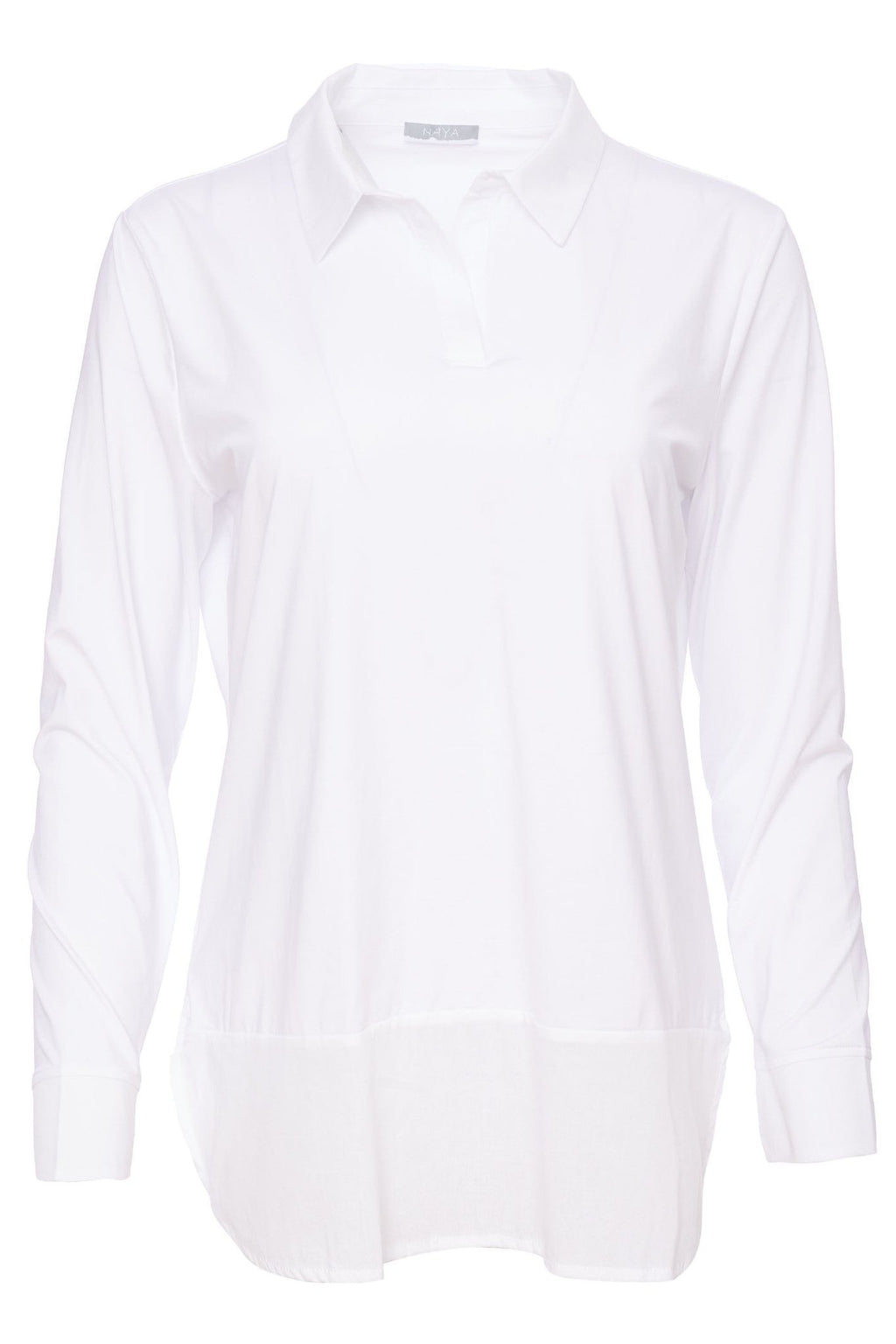 Naya 107 White Jersey Hem Panel Blouse - Dotique