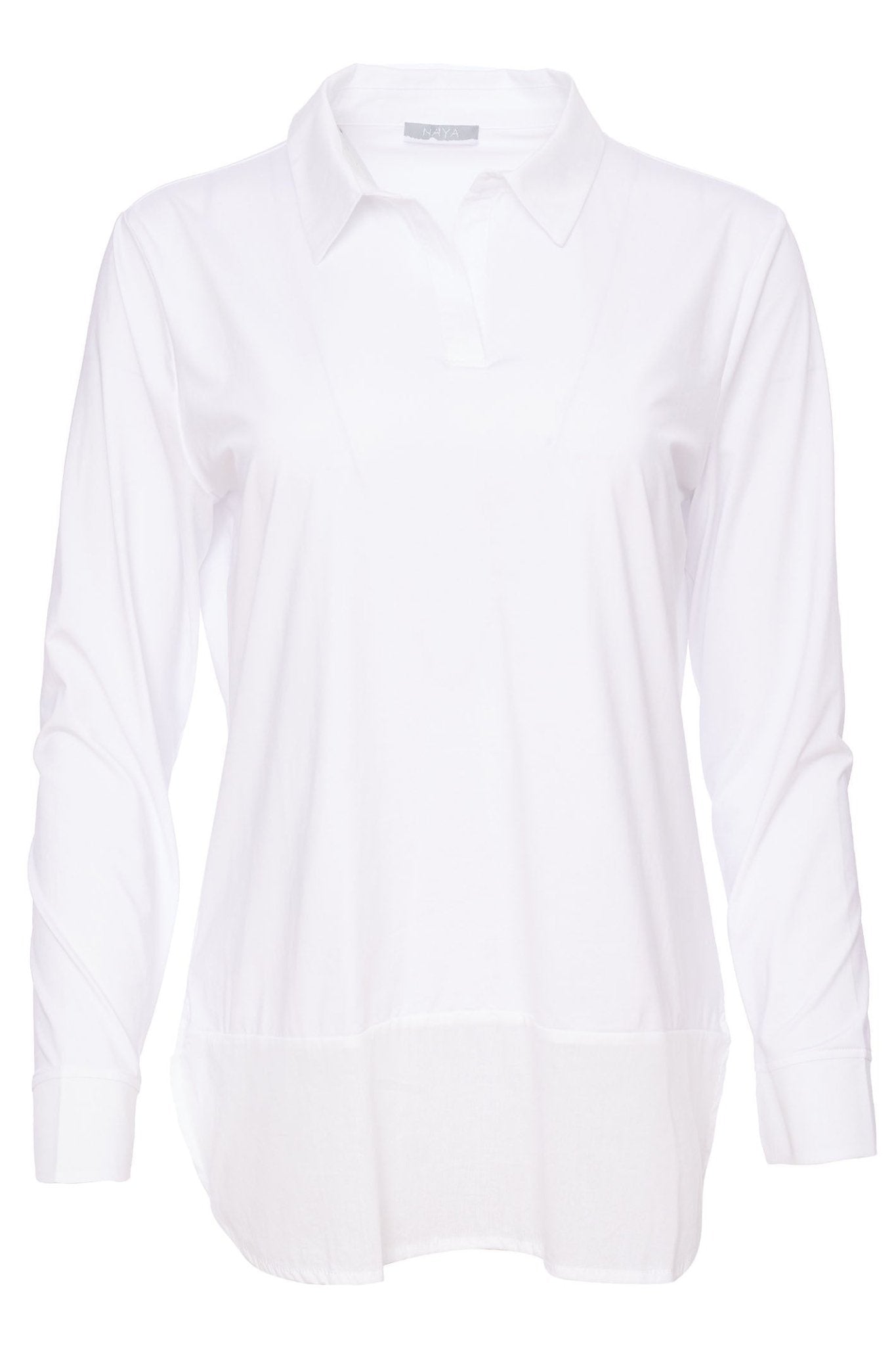 Naya 107 White Jersey Hem Panel Blouse - Dotique