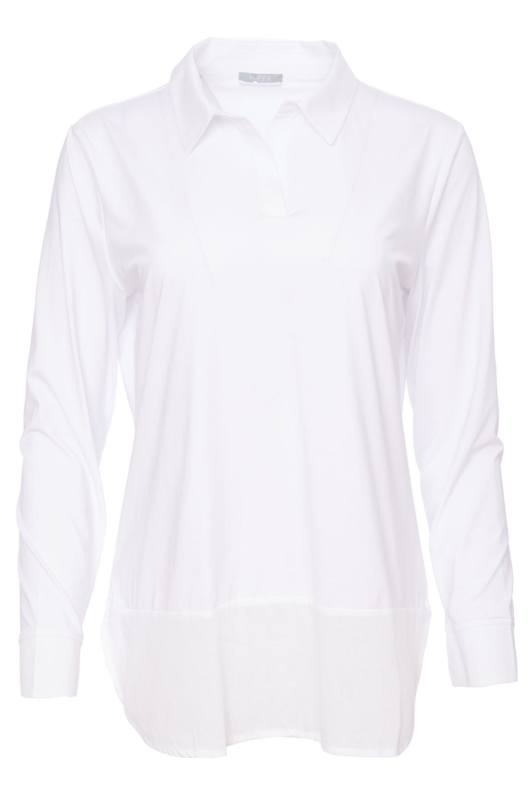 Naya 107 White Jersey Hem Panel Blouse - Dotique