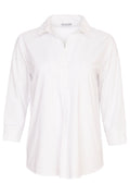 Naya 150 White Top with Contrast Fabric Placket & Collar - Dotique