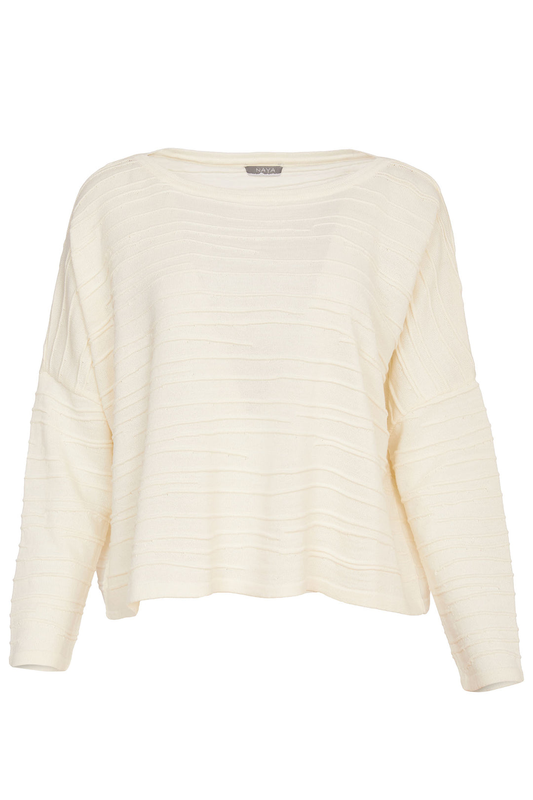 Naya 205 Cream Ribbed Knit Top - Dotique