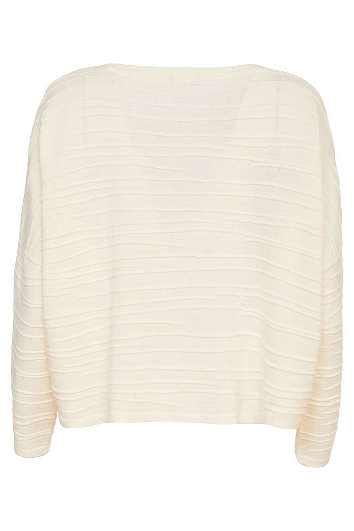 Naya 205 Cream Ribbed Knit Top - Dotique