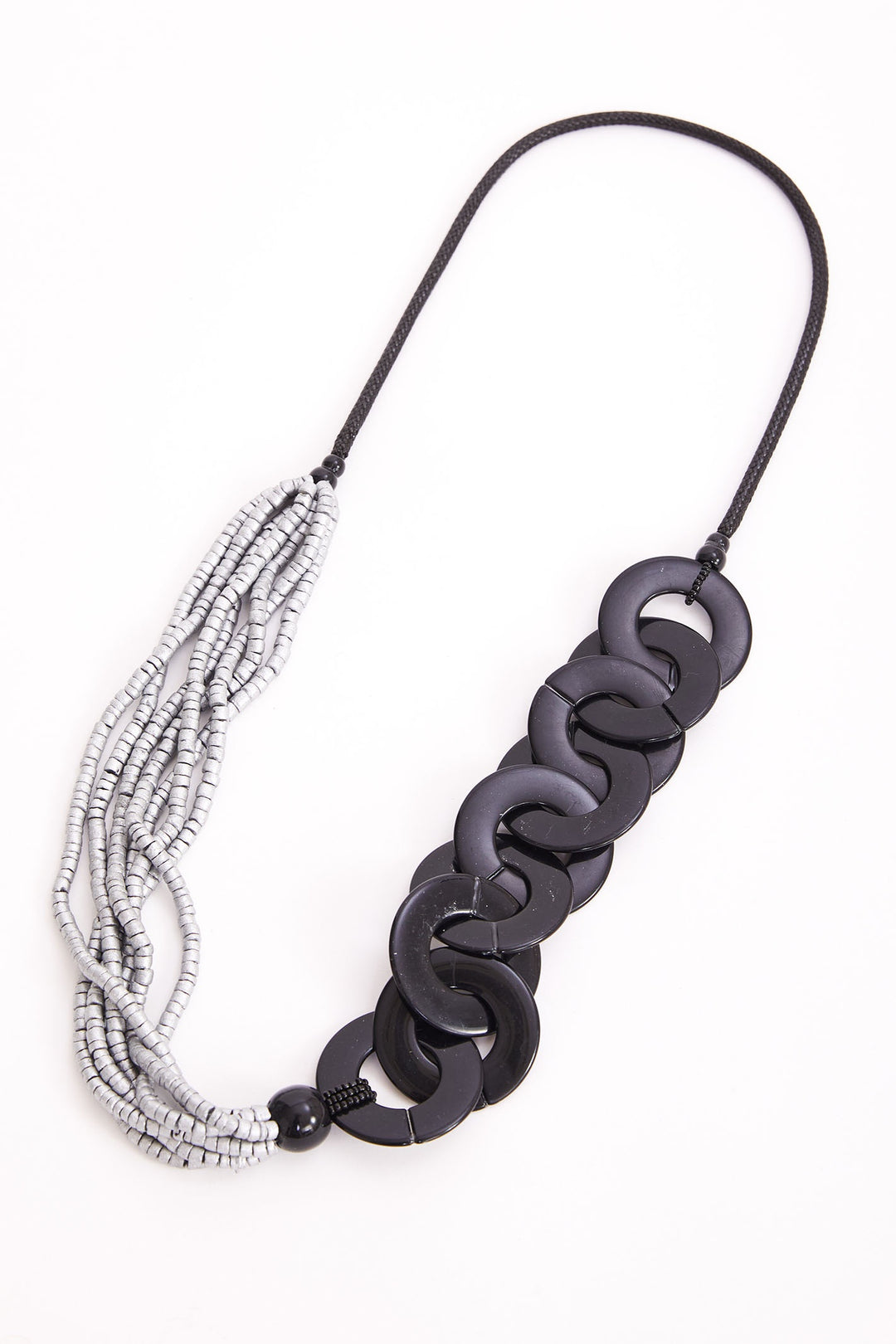 Naya 306 Black Silver Bead Necklace - Dotique