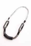 Naya 311 Black Silver Loop Necklace Bone Trim - Dotique