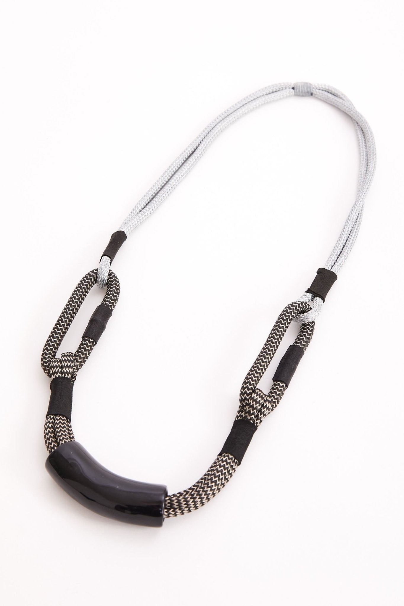 Naya 311 Black Silver Loop Necklace Bone Trim - Dotique