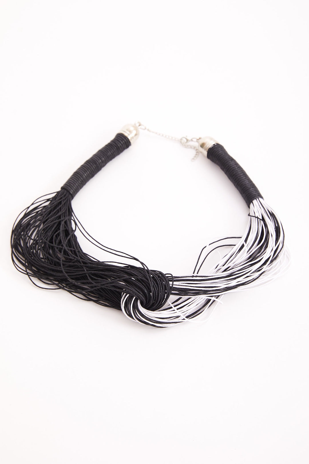 Naya 317 Black White 2 Tone Multi String Necklace - Dotique