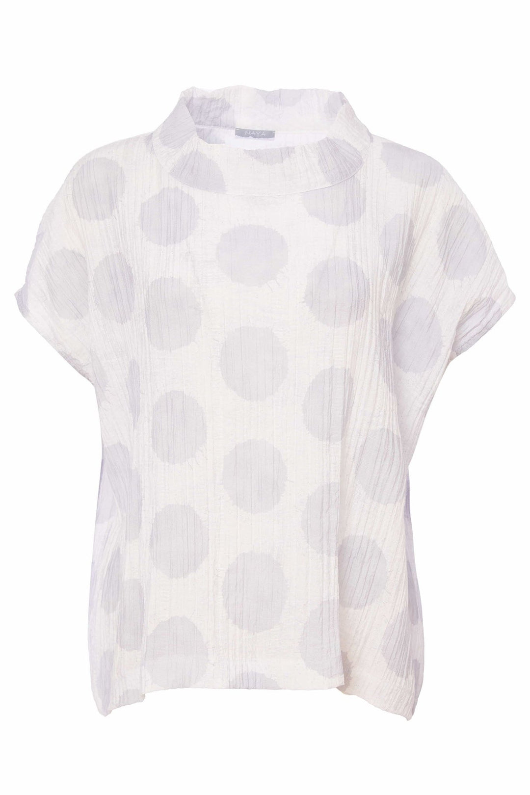 Naya NAS25155 Silver High Neck Crinkle Spot Top - Dotique - Naya