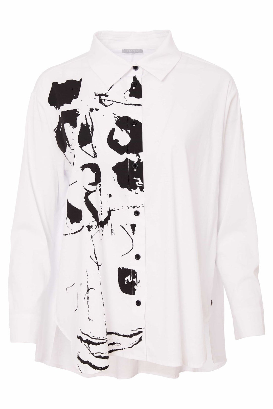Naya NAS25160 White Abstract Print Shirt - Dotique - Naya