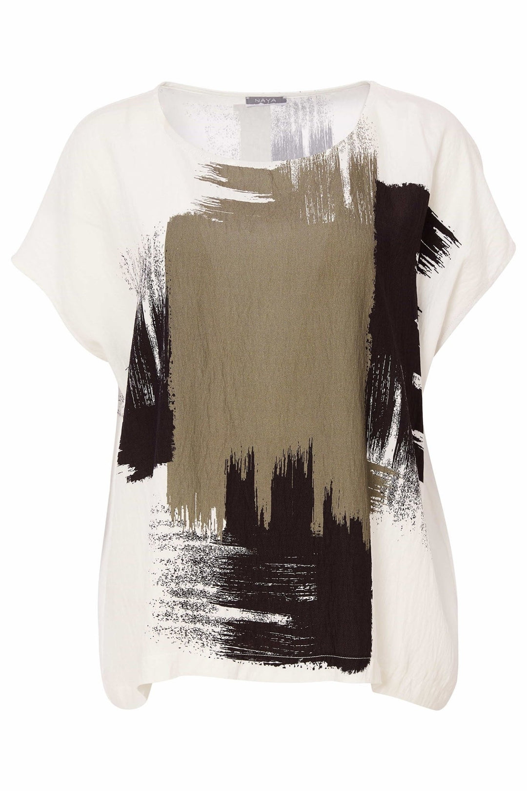 Naya NAS25172 Cream Brushstroke Print Top - Dotique - Naya