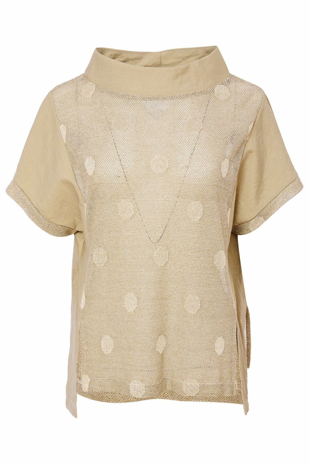 Naya NAS25229 Gold Lurex High Neck Mesh Top - Dotique - Naya