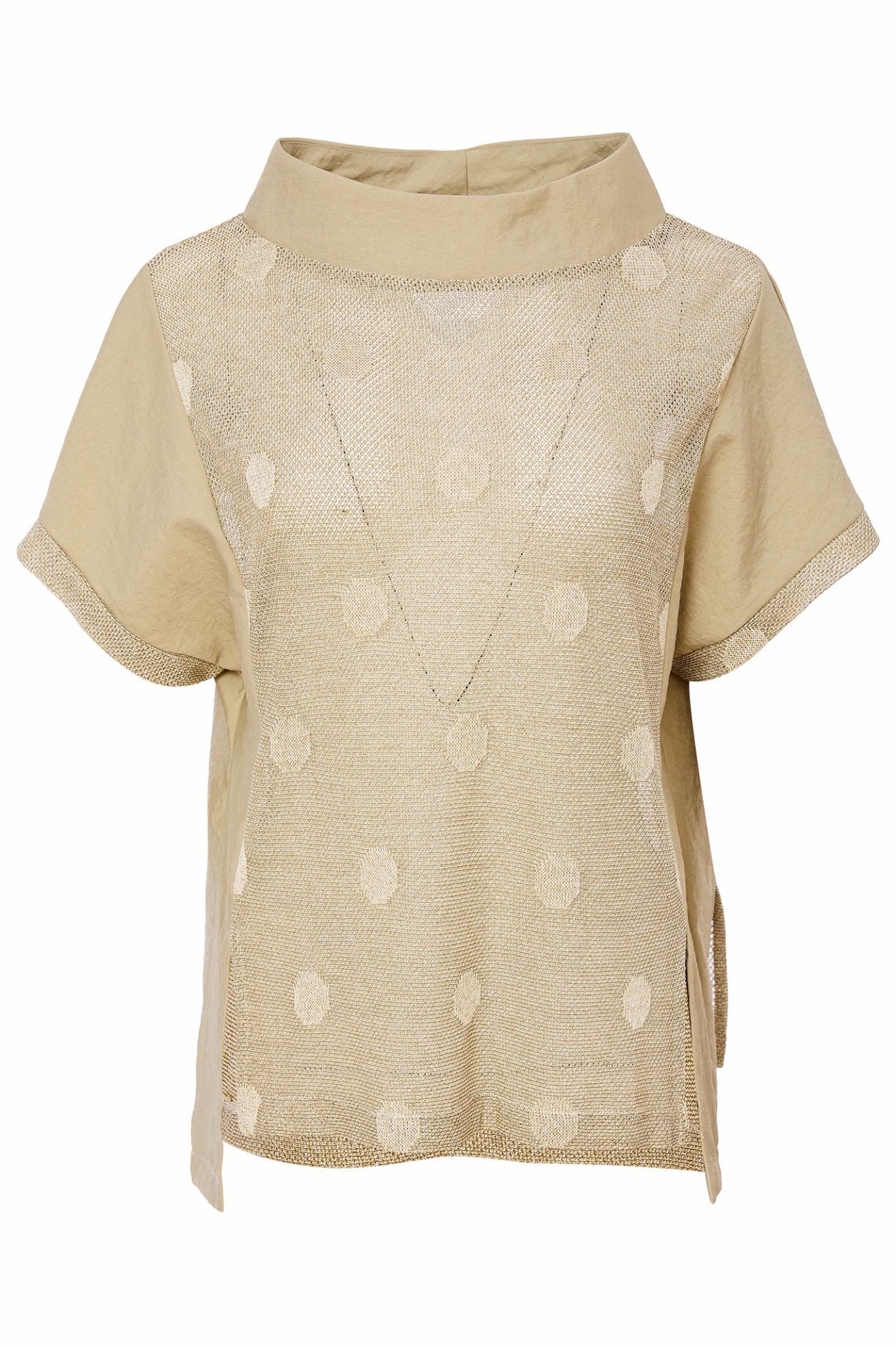 Naya NAS25229 Gold Lurex High Neck Mesh Top - Dotique - Naya