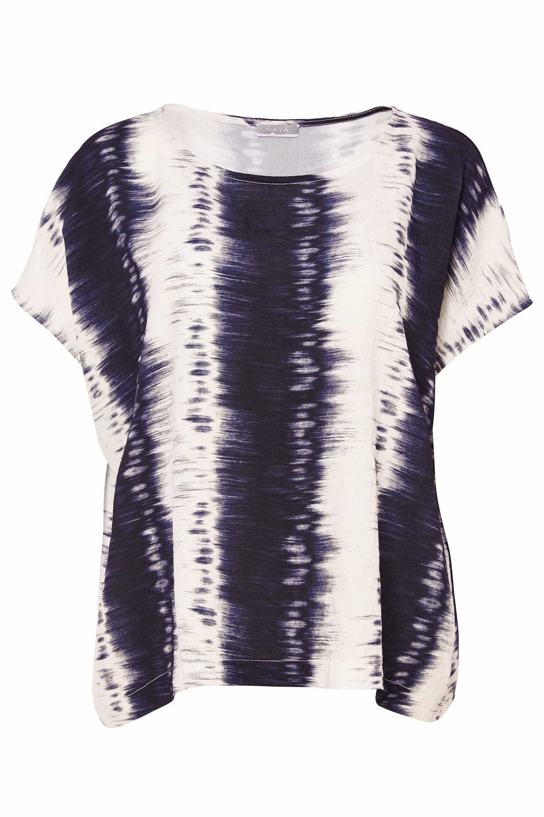 Naya NAS25242 Navy Blurred Stripe Round Neck Top - Dotique - Naya