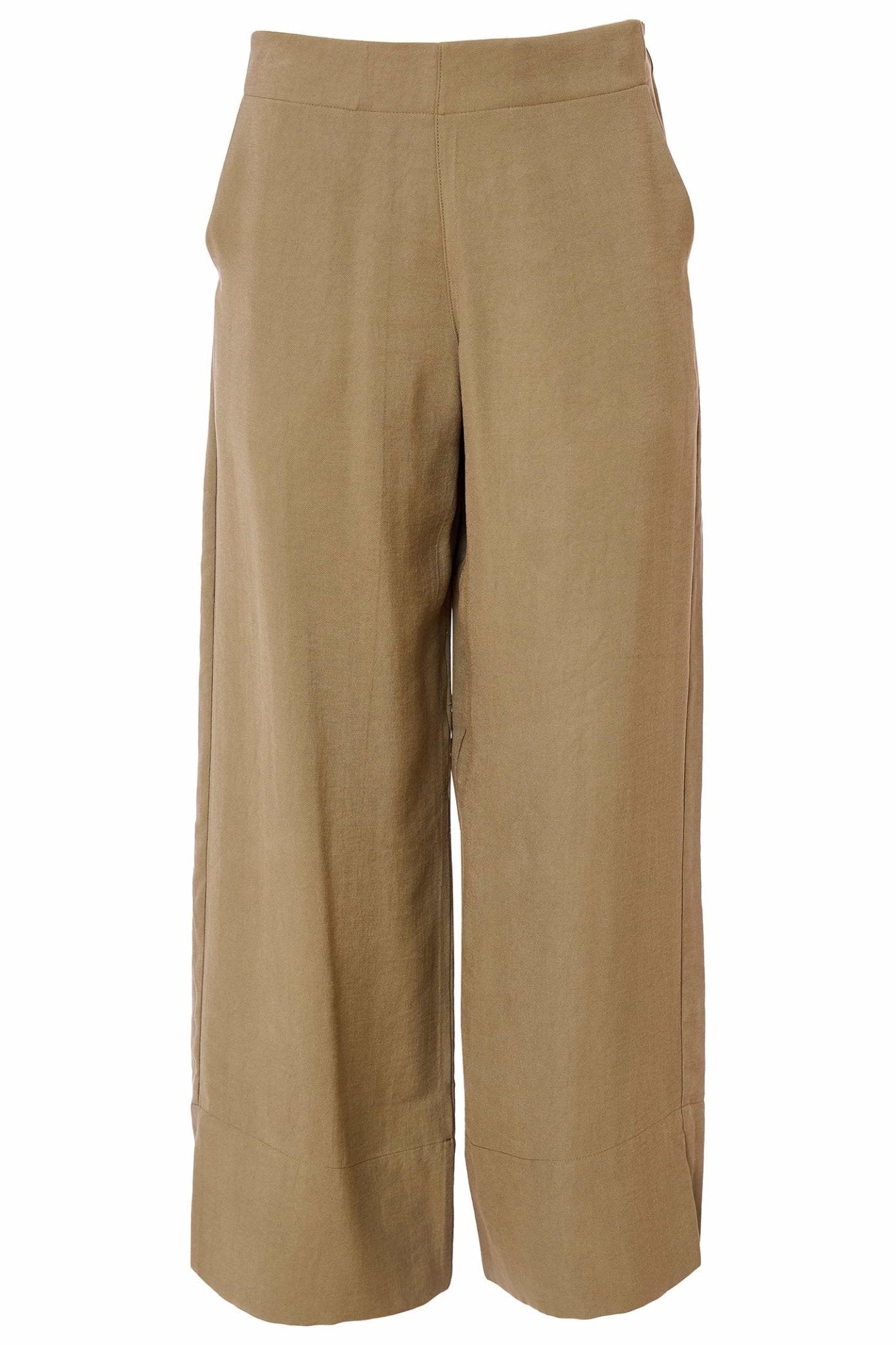 Naya NAS25271 Army Green Wide Leg Crop Trousers - Dotique - Naya