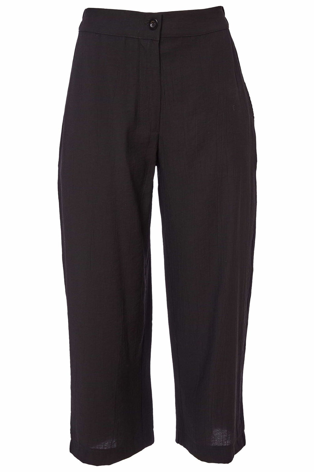 Naya NAS25300 Black Wide Leg Crinkle Trousers - Dotique - Naya