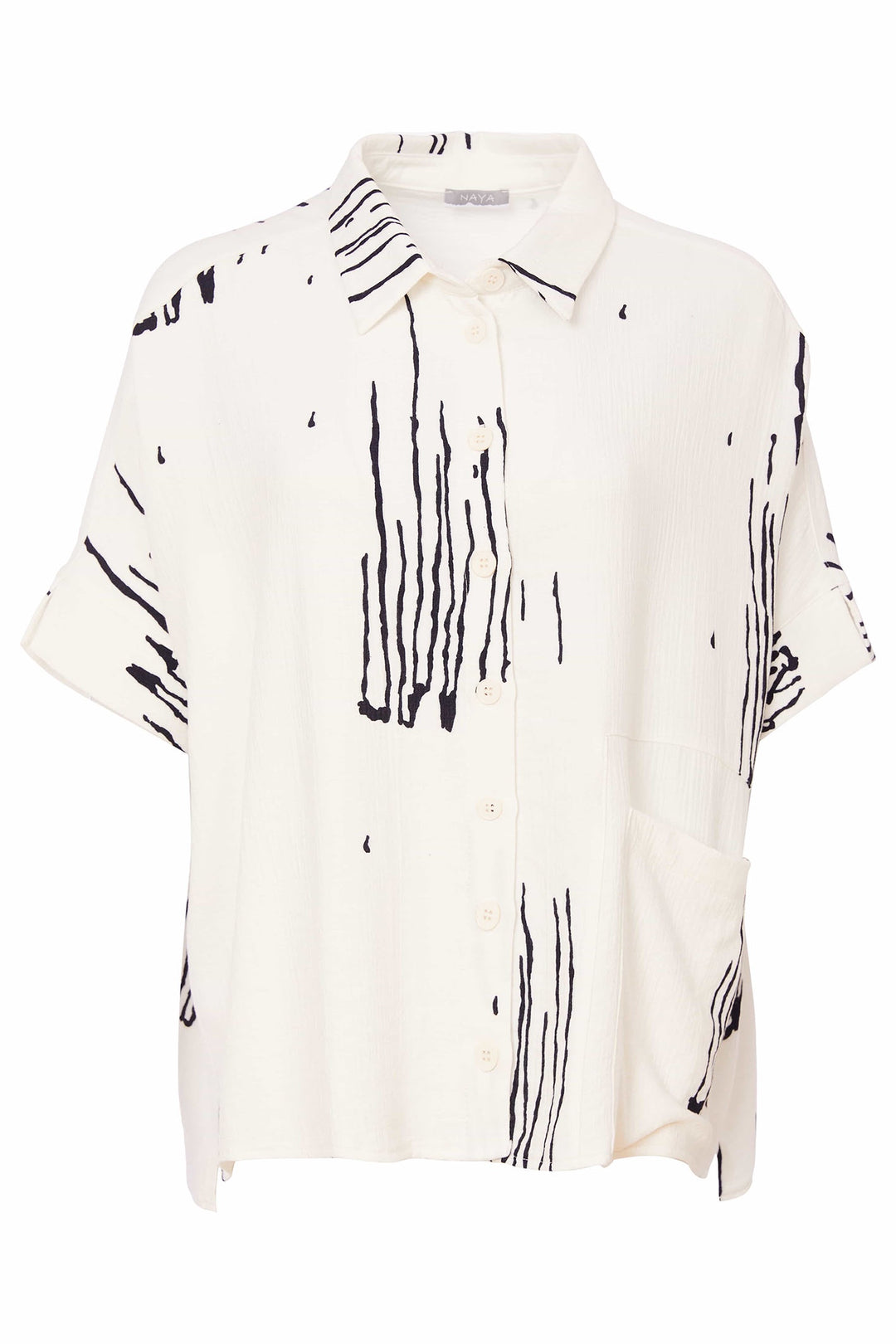 Naya NAS25314 White Scratch Print Short Sleeve Shirt