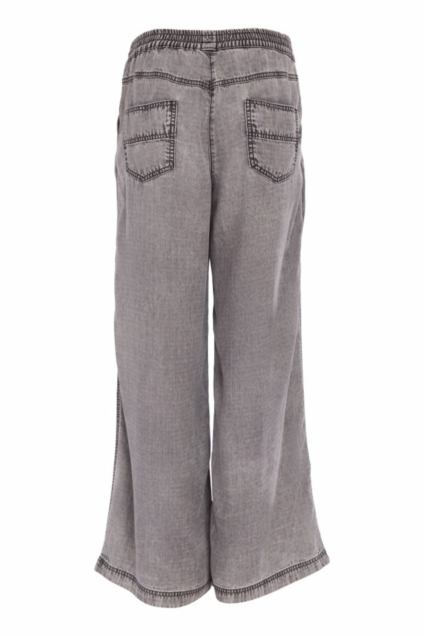Back view of Naya NAS26137 Granite Grey Wide Leg Pull-On Trousers by Naya Shop Naya at Dotique