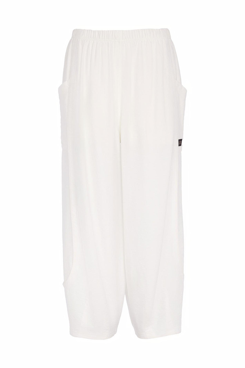 Naya NAS26153 White Pull-On Trousers featuring elastic waistband by Naya, shop Naya styles at Dotique for relaxed fashion