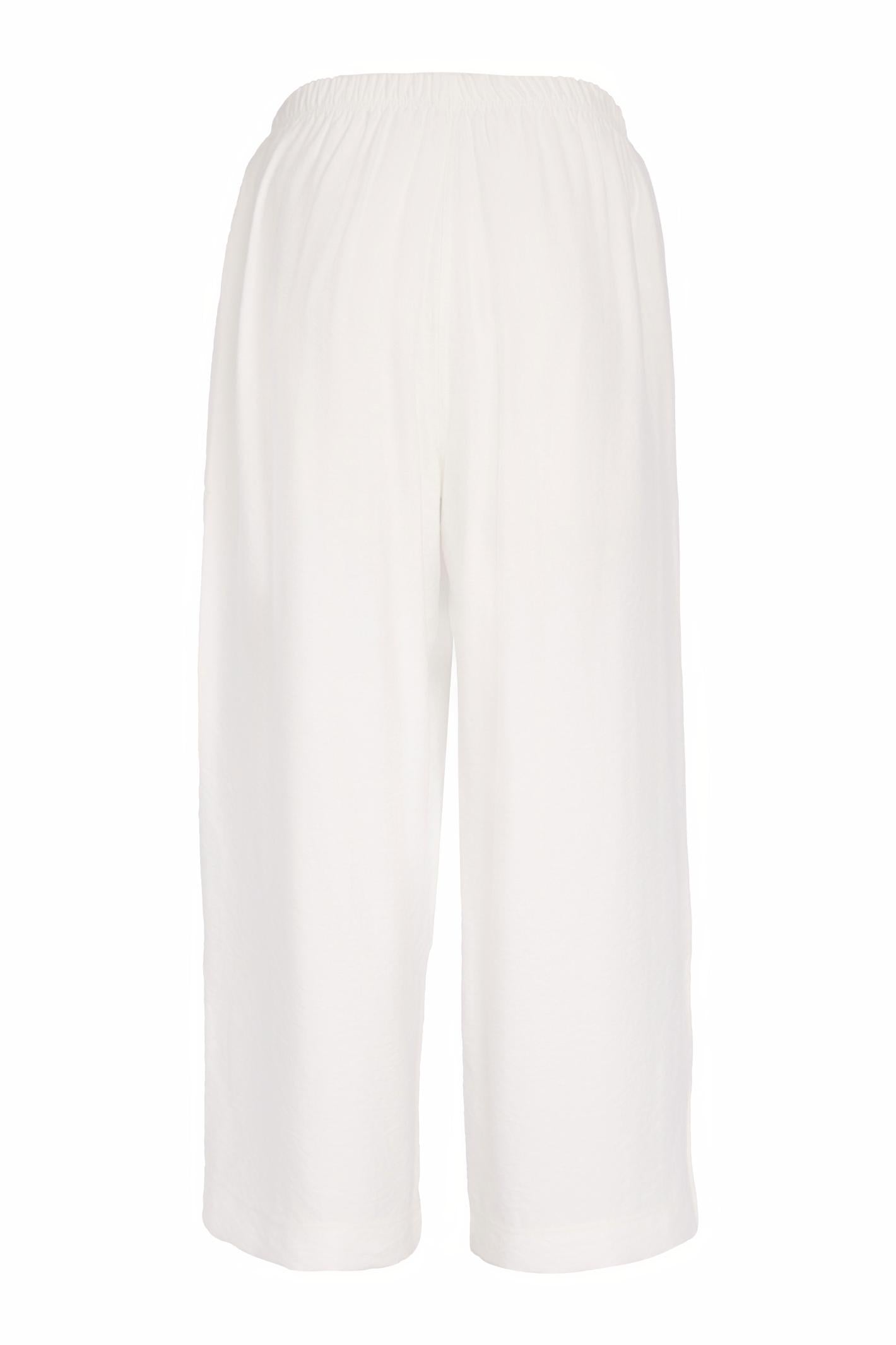 Naya NAS26154 White Pull-On Trousers by Naya, wide leg design, shop Naya styles at Dotique for relaxed summer wear