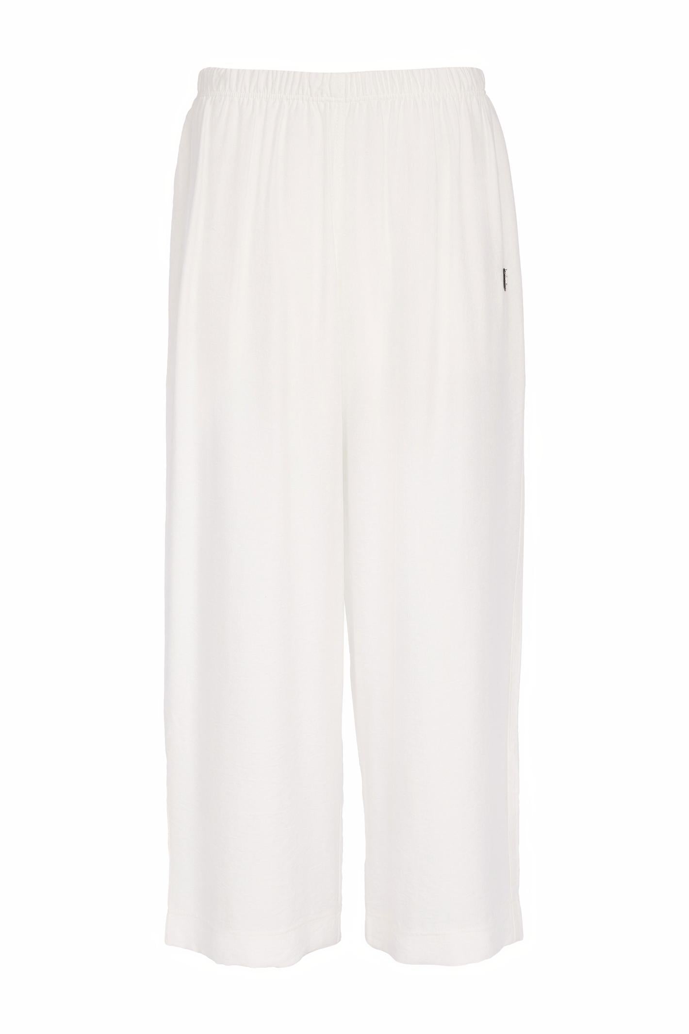Naya NAS26154 White Pull-On Trousers by Naya, lightweight wide leg style, shop Naya collections at Dotique