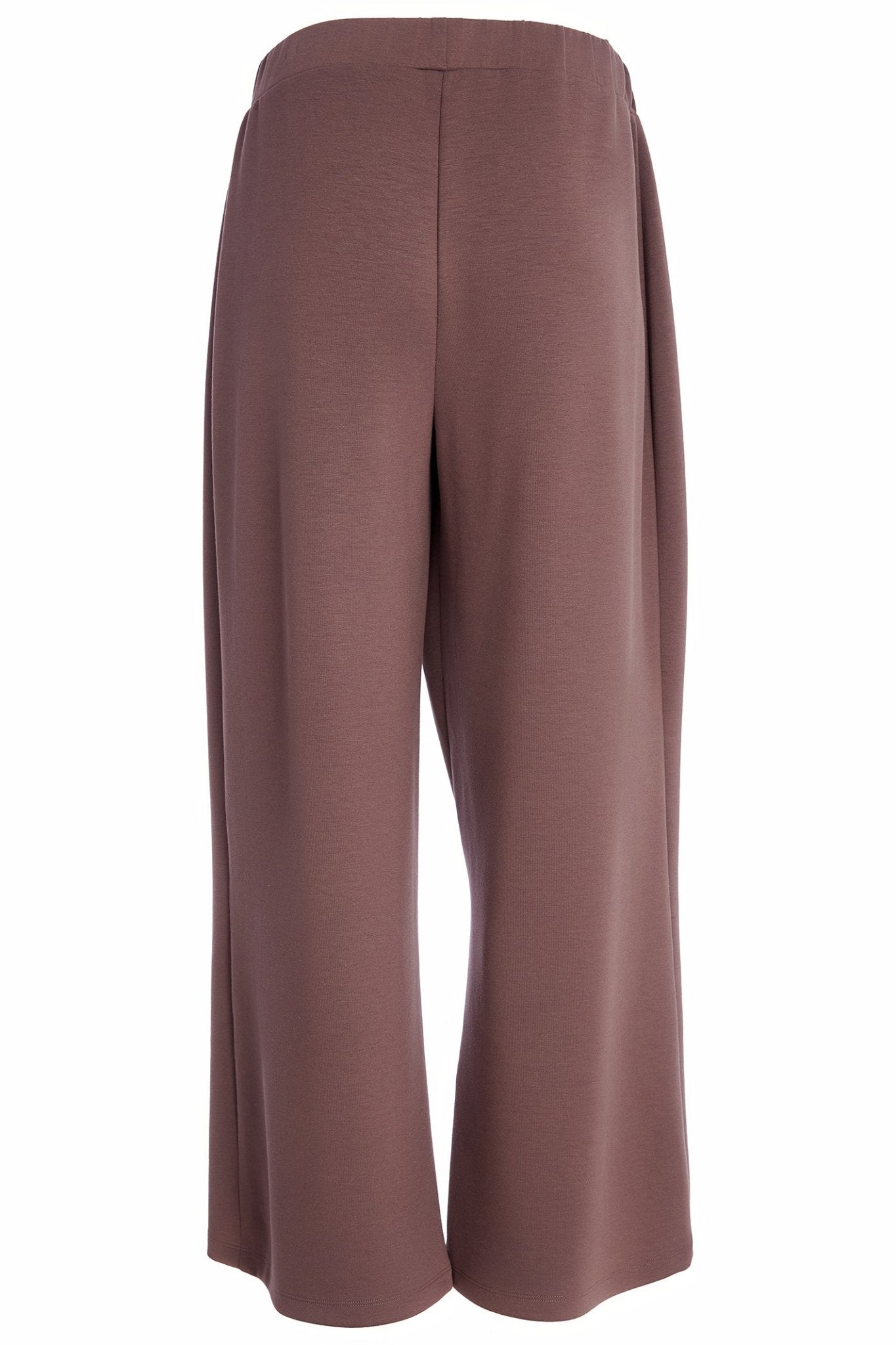 Naya NAW25137 Cocoa Brown Soft Slim Leg Trouser with Wrap over Waist - Dotique - Naya