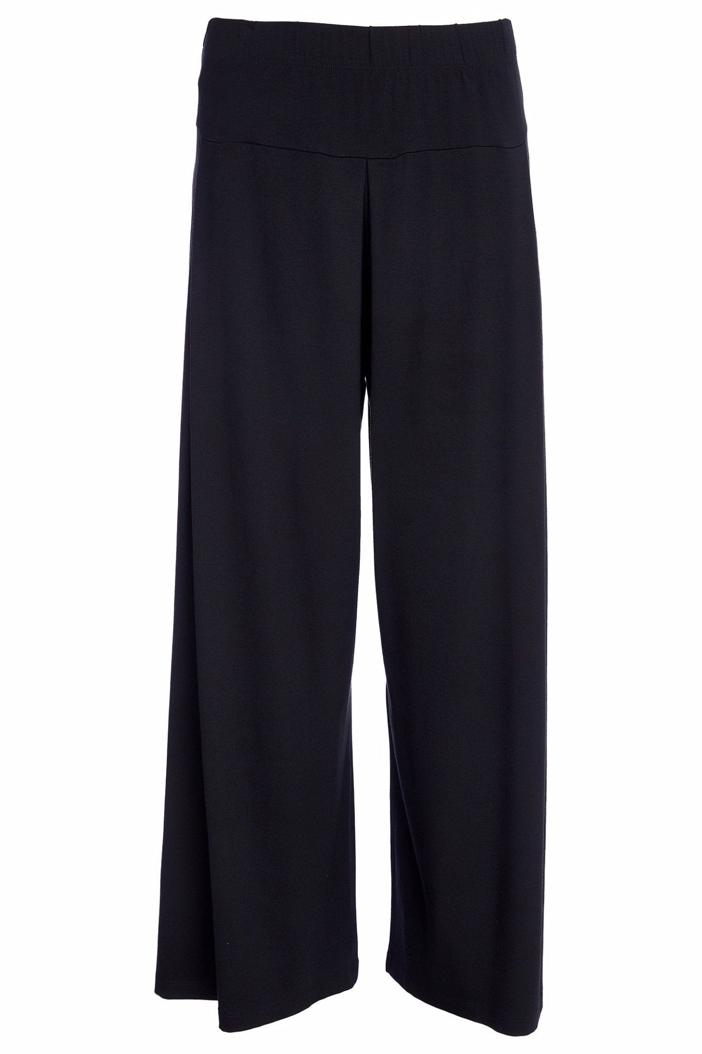 Naya NAW25138 Black Wide Leg Soft Trouser with Inverted Pleat Detail - Dotique - Naya