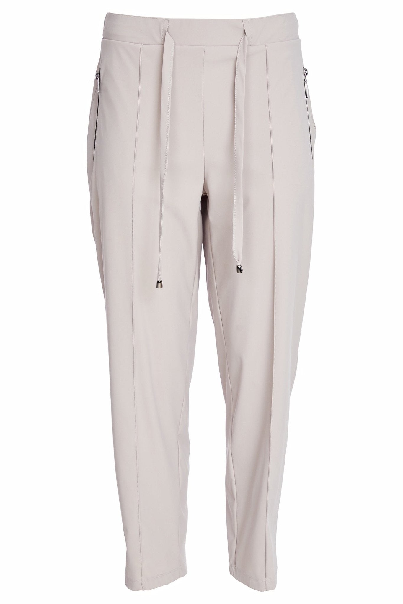 Naya NAW25143 Taupe Slim Leg Drawstring Trouser with Jeet Pocket at Front - Dotique - Naya