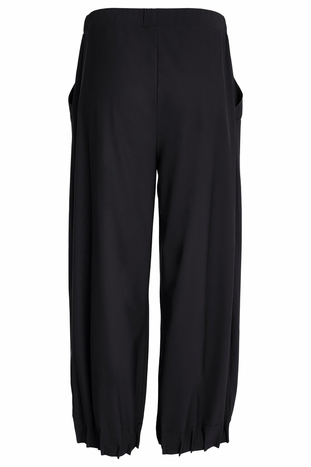 Naya NAW25153 Black Wide Leg Trouser with Tuck Hem Detail - Dotique - Naya