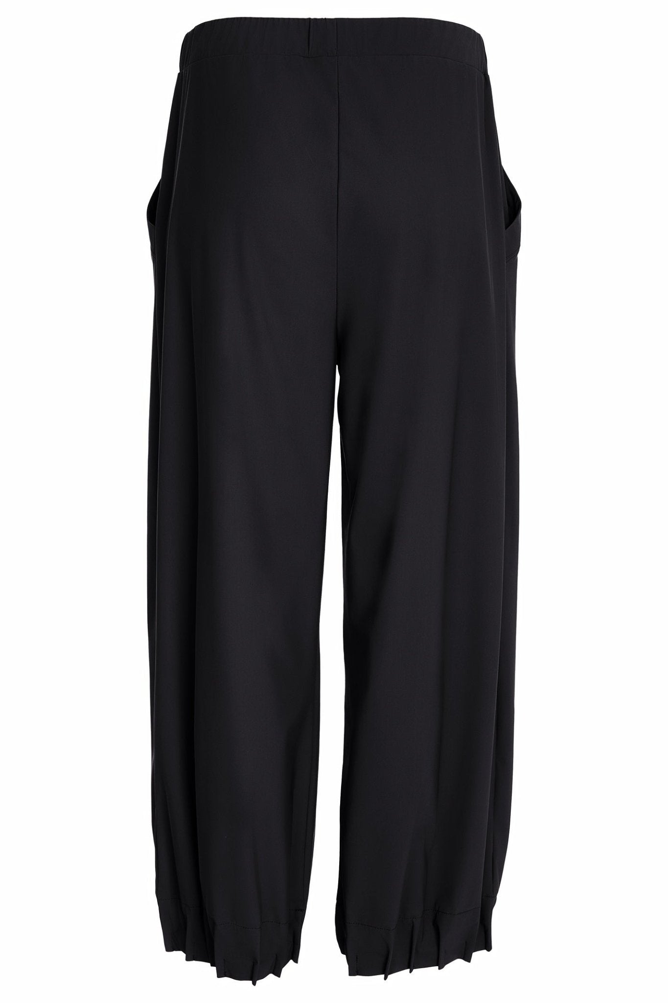 Naya NAW25153 Black Wide Leg Trouser with Tuck Hem Detail - Dotique - Naya