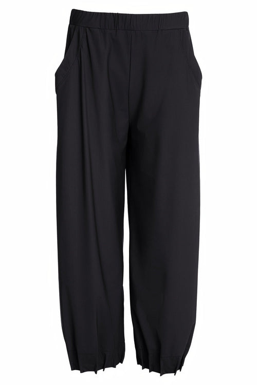 Naya NAW25153 Black Wide Leg Trouser with Tuck Hem Detail - Dotique - Naya