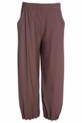 Naya NAW25153 Cocoa Brown Wide Leg Trouser with Tuck Hem Detail - Dotique - Naya