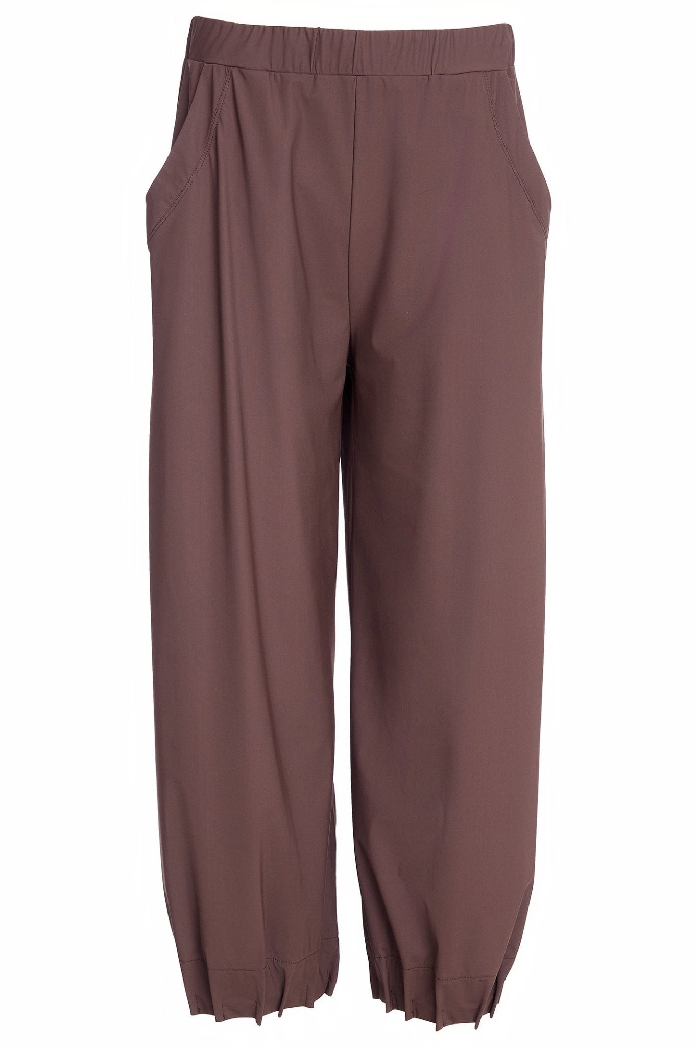 Naya NAW25153 Cocoa Brown Wide Leg Trouser with Tuck Hem Detail - Dotique - Naya