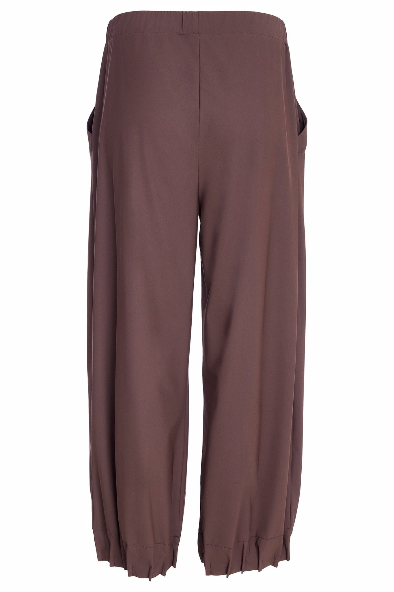 Naya NAW25153 Cocoa Brown Wide Leg Trouser with Tuck Hem Detail - Dotique - Naya