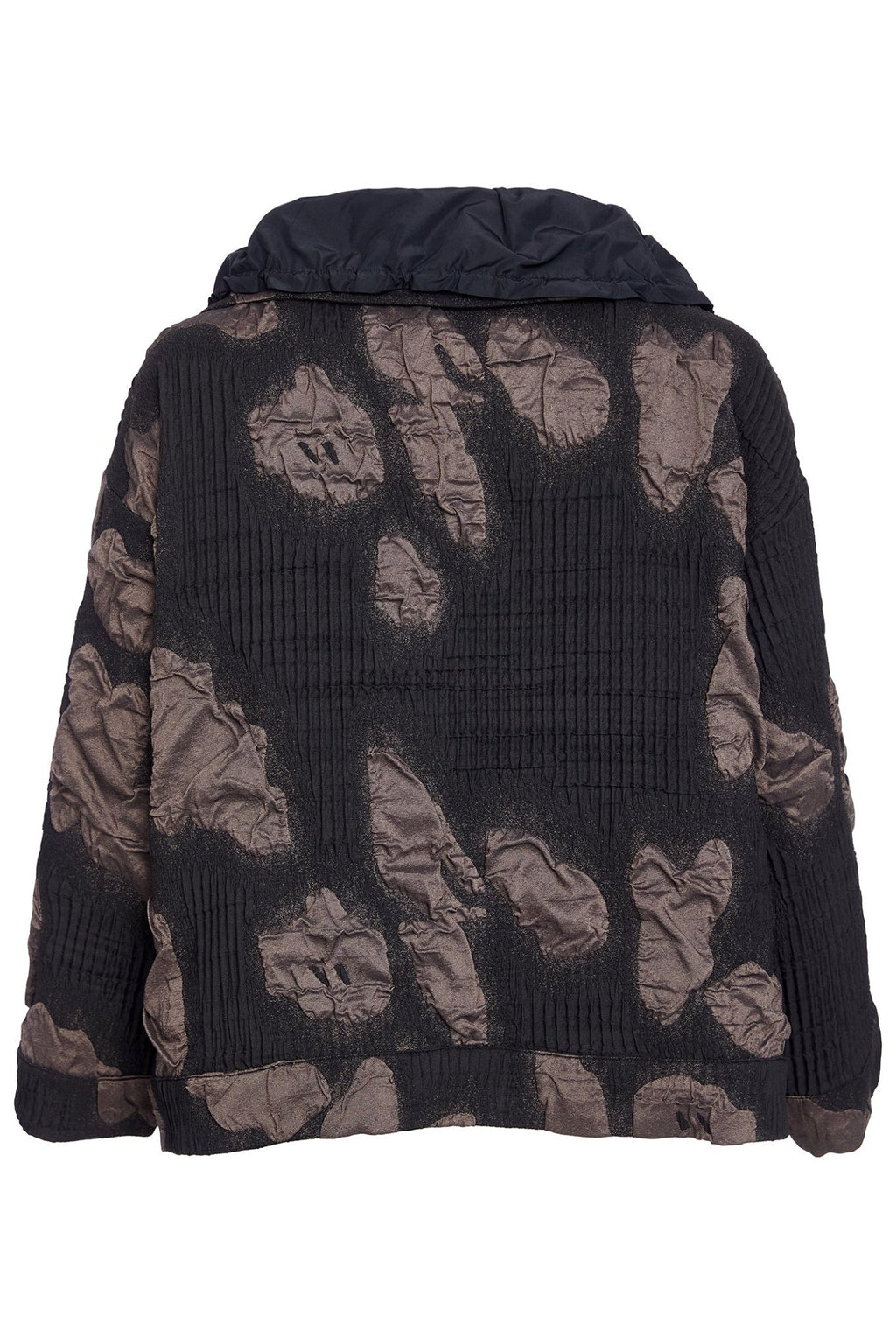 Naya NAW25186 Double Breasted Jacquard Jacket Metal Crushed Collar – Black Brown 973 - Dotique - Naya
